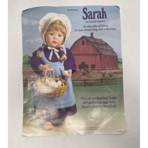 Vintage 1992 Danbury Mint Amish Doll Sarah 14” - Picture 1 of 10